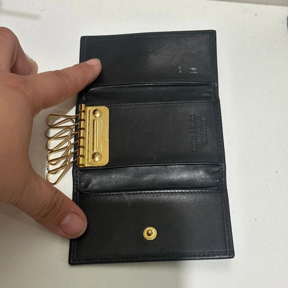 Mila Schon Black Leather Key Holder Case Wallet